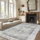 Auemtyn 9x12 Area Rug for Living Room, Grey Washable Rug with Non Slip Backing, Low Pile Carpet for Bedroom, Dinning Room (Grey, 9'x12')