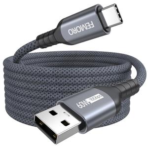 USB C Cable 15ft, Long USB 3.2 Gen2 10Gbps Data Transfer & 5V/3A Fast Charging A to Type-C Alum Shell Braided Cord for Galaxy S25/24, iPhone 17/16/15, Xbox/PS5 Controller, Tablet, Dashcam and More