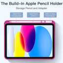 Akkerds Compatible with iPad (A16) 11th Generation Case 11 Inch 2025, for iPad 10th Generation Case 10.9 Inch 2022 with Pencil Holder, Slim Trifold Stand Protective Cover with Soft TPU Back, Rose
