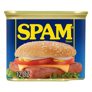 SPAM Classic, 12 Ounce Can (1 Pack), Fully Cooked Pork, 0g Trans Fat, Low Carb, Keto-Friendly, Gluten Free, Easy Open SPAM Canned Meat, for Sandwiches & Breakfast, Best By 08/01/28