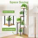 iDavosic.ly Tall Plant Stand Indoor, 4 Tier Corner Multiple Flower Holder Shelf with Wooden Trays, Space Saving Display Rack for Living Room Balcony Patio Porch Outdoor | Black & Brown
