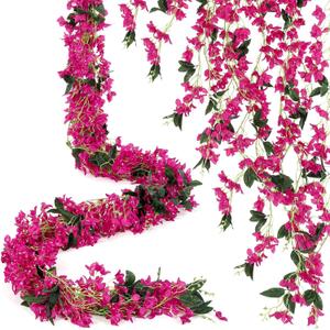 12pcs Artificial Bougainvillea Flowers Garland Totally 70.87 ft Fake Silk Bougainvillea Vines Long Plant Faux Wreaths for Centerpieces Runner Wedding Arch Wall(Plum Purple)