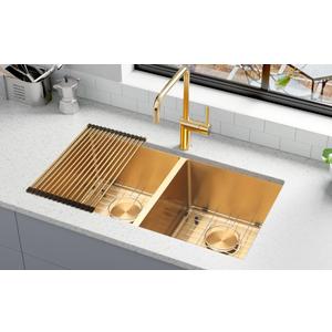 Gold Kitchen Sink 31 x 18 Inch Double Bowl Undermount Stainless steel Sink With Accessories