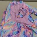 Idgreatim Girls Rash Guard Swimsuit Size 8 Purple Rashguard Set with Headband Cute Swimwear Summer Bathing Suits 7-8 Years