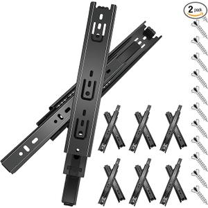 20 inch Drawer Slides 6 Pairs (12pcs) Full Extension Ball Bearing Drawer Rails Side Mount 3 fold Metal Dresser Runners for File Cabinet Trash Can Kitchen Wardrobe Glides 20" Black 100 LB Capacity