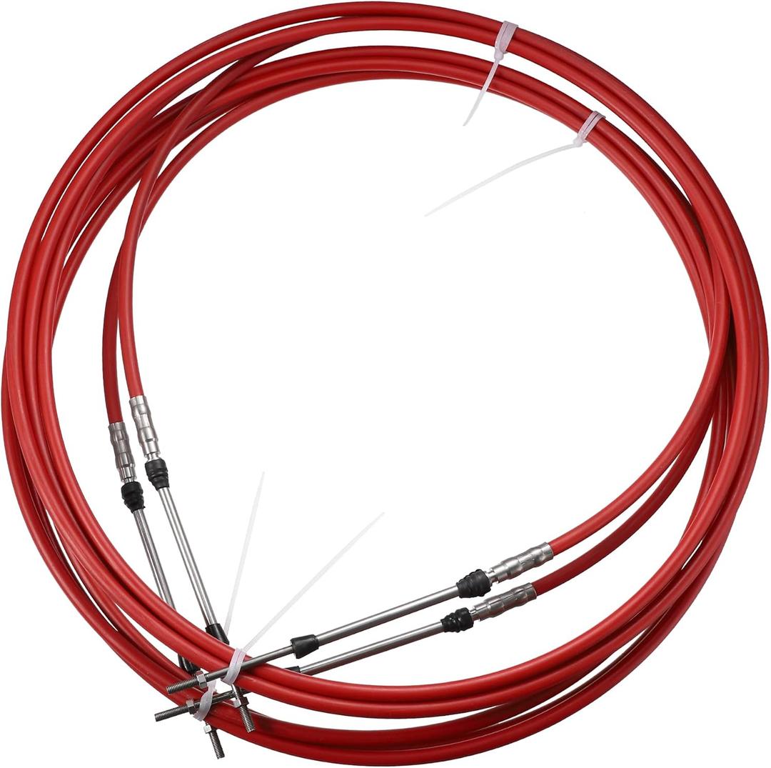 Motoforti 2pcs 16ft 5 Meter 197 Inch Marine Type 3300 / 33C Throttle Shift Remote Control Box Cable for Yamaha Outboard Engine Boat Motor Steering System Red