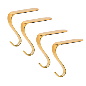Christmas Stocking Holders Xmas Fireplace Hanger Hooks Holiday Mantel Garland Clips Metal Grips Set of 4(Gold)