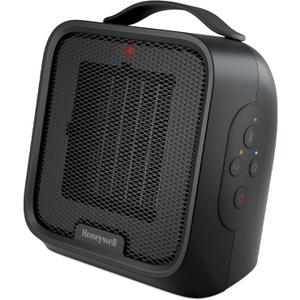 Honeywell UberHeat Plus Ceramic Space Heater for Small Rooms, Quiet, Compact Personal Heater with Variable Heat Settings and Auto-off Timer, Black, HCE220B