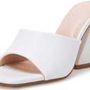 VETASTE Women's Heeled Sandals Square Open Toe Slip on Block Heels Mules 7