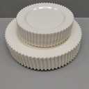 U-QE 60PCS Ivory Plastic Plates - Beaded Ivory Plates Disposable Heavy Duty - Perfect for Party, Baby Shower, Wedding, Birthday - Include 30PCS 10inch Dinner Plate & 30PCS 7inch Dessert Plate