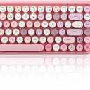 Perixx PERIDUO-713 Wireless Mini Keyboard and Mouse Combo, Retro Round Key Caps, Pastel Pink, US English Layout