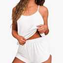 Ekouaer Womens Cami Pajama Sets Soft Shorts Lingerie Set Camisole 2 Piece Cami Shorts Pj Nightwear. Size M