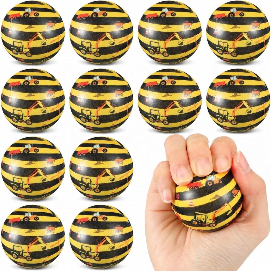 Soulchen Construction Party Favors Stress Balls, Sensory Fidget Toys Gifts for Kids Birthday Party Favors Supplies, Goodie Bag Stuffers