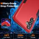 4 x Oterkin Samsung Galaxy S23 FE 5G Case [3 in 1] With [2Pcs Tempered Glass Screen Protector] [10FT Military Grade Defense] [Heavy Duty Protection] (Red)