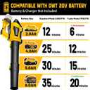 Cordless Leaf Blower Compatible with Dewalt 20V Battery(No Battery), 250MPH | 750CFM | 6 Speed Brushless Turbofan Powerful Electric Leaf Blowers for Lawn Care, Patio, Blowing Leaves (Tool Only)