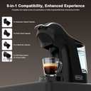 KOTLIE EM-308B Espresso Machine, Single Serve Coffee Maker Compatible with Multiple Capsule Types, Ground Coffee, and ESE Pods, 3 Temperatures, 7 Water Volume Levels, 34 Oz (Black)