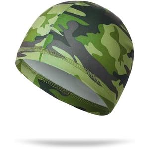 Breathable Polyester Cycling Cap for Sun Protection - Lightweight Moisture-Wicking Helmet Liner for Outdoor Sports (One Size, Camouflage Green)