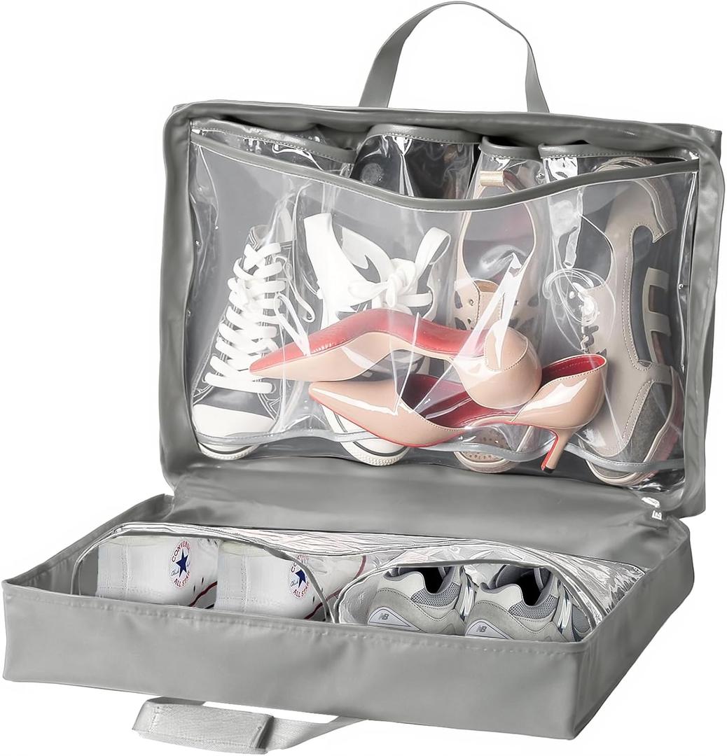 Shoe Bag for Travel with Handle, Travel Shoe Organizer Portable Luggage Shoe Storage Bag, Shoe Bags for Packing in Suitcase (Grey)
