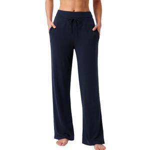 2 x Liberty Pro Womens High-Waisted Ankle-Length Lounge Pants, 26 Inseam Wide Leg Drawstring Casual Bottoms with Pockets (L)