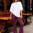 2 x Sunzel Mini Flare Leggings for Women, High Waist Yoga Pants with Tummy Control, Casual Gym Workout Bootcut Leggings (Purple, M)