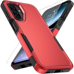 Vinve for Samsung Galaxy A26 5G Case with HD Screen Protector, Military-Grade Shockproof & Dual-Layer Protection, Anti-Slip Grip Design Phone Case, Red