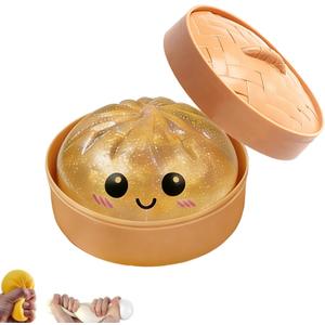 Dumpling Squishy, Squishy Dumpling Toy, Mystery Dumplings Squishies, Soft Squeeze Decompression Dough for Adults (Glitter Gold)