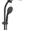 Rainfall 8 Inch Shower Head with High Pressure Handheld Spray Combo, Drill-Free Slide Bar with Adjustable Shower Extension Arm, 3-Way Low Diverter for Easy Reach, 5Ft Hose- Matte Black