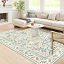 Wonnitar Boho Washable Rug 8x10, Large Area Rug for Living Room, Soft Floral Carpet for Bedroom Non Slip, 8 x 10 Indoor Beige Carpets for Nursery Dining Room Apartment Office Decor