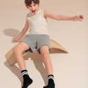 Haloumoning Boys Striped Crew Socks 6 Pairs Kids Cushioned Uniform Casual Athletic Soft Cotton Socks 4-15 Years