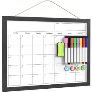 Dry Erase Calendar for Wall, 17x13 Inches Calendar Whiteboard for Wall, Small Magnetic Monthly White Board with Wood Framed, Hanging Dry Erase Board for Kitchen Home Office School Planner (Bk - No Cork Board) Dry Erase Calendar for Wall, 17x13 Inches Calendar Whiteboard for Wall, Small Magnetic Monthly White Board with Wood Framed, Hanging Dry Erase Board for Kitchen Home Office School Planner (Bk - No Cork Board)