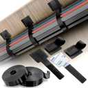 3 x Cable Management Kit 40 Self-Adhesive Hook & Loop Cable Ties with 2 Extension Straps, Strong Adhesive Cord Organizer for Desk, Wall, Home & Office Adjustable Wire Holders (Black)