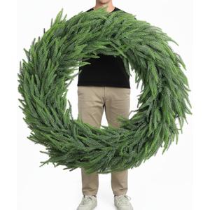 36" Christmas Wreath Artificial Large Wreath Christmas Decoration for Front Door Real Touch Artificial Green Decoration for Xmas Winter Farmhouse Home Decor(Norfolk)
