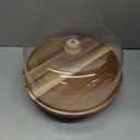 Acacia Wood Cake Stand with Lid, 6-in-1 Multifunctional Cake Plate, Cake Holder, Serving Tray, Fruit Platter, Salad Bowl, Dessert Table Display & Acrylic Cake Dome Cover