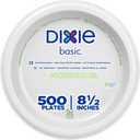 Dixie Basic 8.5 Inch Light-Weight Paper Plates by GP PRO, White, 500 Count (125 Disposable Plates Per Pack, 4 Packs Per Case), DBP09W