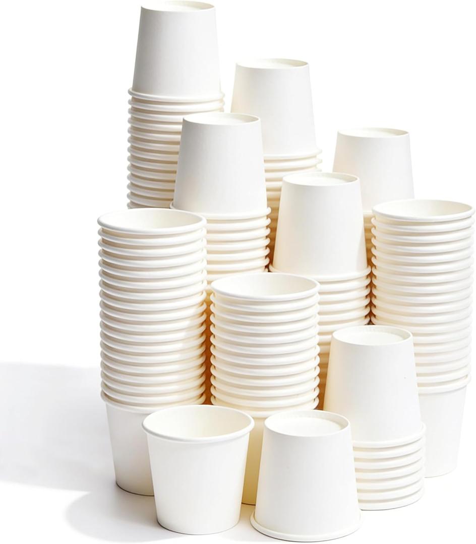 TashiBox 3 oz white paper bath cups, 200 count