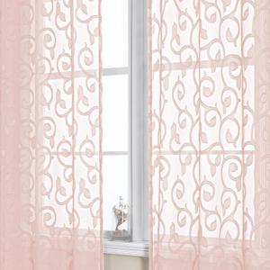 OWENIE Furman Blush Sheer Curtains 63 inch Length for Bedroom Living Room 2 Panels Set, Jacquard Clip Textured Pink Sheer Curtains, Light Filtering Rod Pocket Farmhouse Window Treatments, 40Wx63L inch