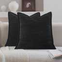 Neelvin Set of 2 Velvet Decorative Throw Pillow Covers 18x18 Inch Black Modern Luxury Cushion Covers Textured Pillow Cases for Living Room Home Decor Couch Sofa