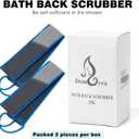 Back Scrubber for Shower, Navy Blue and Gray Exfoliating Body Wash Strap with Handles, 2 Pack