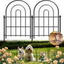 Garden Fence Panels, 17 in (High) x 12.6 ft (Long) Flower Bed Fencing for Small Animal Barrier, 10 Pcs Metal Decorative Fences Border with Hooks