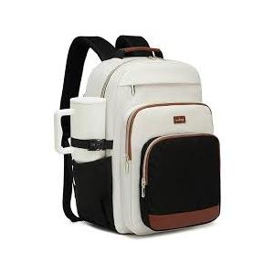 Backpack for Women Laptop Bag, Travel Work Computer Bags Adult School Bookbag for College Woman Teacher Nurse Office Commuter Carry On, WhiteBlackBrown