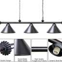Wellmet 3 Light Pool Table Light, Vintage Retro Kitchen Island Pendant Light with Matte Black Shade, Modern Industrial Chandelier, Black