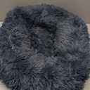 Calming Donut Dogs Beds for Small Dogs Washable,23inch Plush Round Pet Bed for Cozy Sleep,Fluffy Faux Fur Large Cat Bed,Fits up to 25 lbs Pets, 23 inches, Dark grey