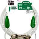 Petest 30ft Reflective Tie-Out Cable for Medium Dogs Up to 60 Pounds (Darkgreen & Silver)