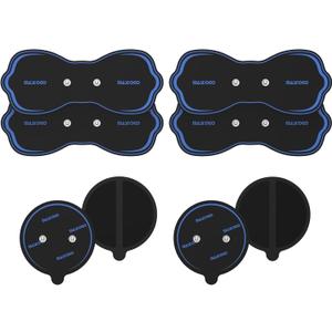 Wireless TENS Unit Electrode Pads Combo Set  8-Pack Multi-Size Electrodes, Reusable & Latex-Free Replacement Pads for Wireless TENS Units, 3.5mm Snap Connectors (for Multi-Site Pain Relief) (Blue)