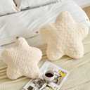 Star Pillow, 19.7" Star Shaped Plush Pillow for Couch Bed Sofa, Cute Decorative Throw Pillows with Soft Faux Fur Room Decor for Bedroom Living Room (Beige)