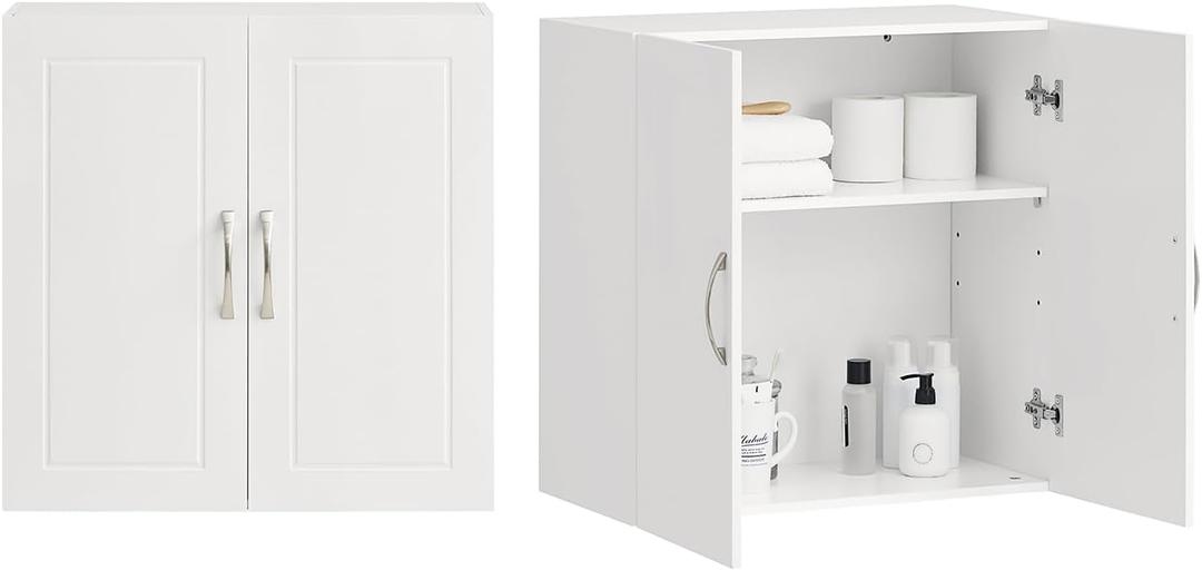 Haotian Wall Cabinet Laundry Room, Medicine Cabinet for Bathroom Kitchen Garage, Wall Storage Cabinet with Adjustable Shelf, White FRG231-W