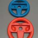 Orzly Steering Wheels for Nintendo Switch & OLED JoyCons, Racing Wheels for Mario Kart 8 Deluxe [Mariokart Switch Steering Wheel Joycon Controller Attachment Accessories] - TWIN PACK[1x Red & 1x Blue]