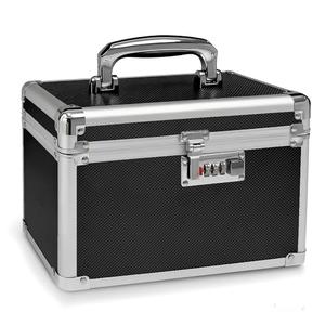 Black Medication Combination Lock Boxes with Code for Personal Items, Medicine Lockbox for Documents 9.76 x 6.02 x 7.48 Inches Colorful Small Doesn't Close