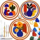 Zyrose Punch Needle Kit for Beginners  Modern Embroidery Kit with Printed Fabric, Non-Slip Hoop, Merino Yarn, 3 Needles  Boho Craft Kit for Adults & DIY Gifts (Boho Abstract)