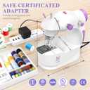 Sewing Machine for Beginners [Full Set] with Finger Guard and Fabric Bundles - Mini Sewing Machine with Sewing Kits, Foot Pedal, US Adapter and Extension Table